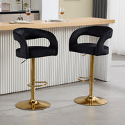 Adjustable Black Velvet Bar Stools Set of 2 Swivel Kitchen Counter