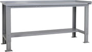 Adjustable Heavy Duty Workbench 600kg Steel Top with Shelf 1715mm x 600mm