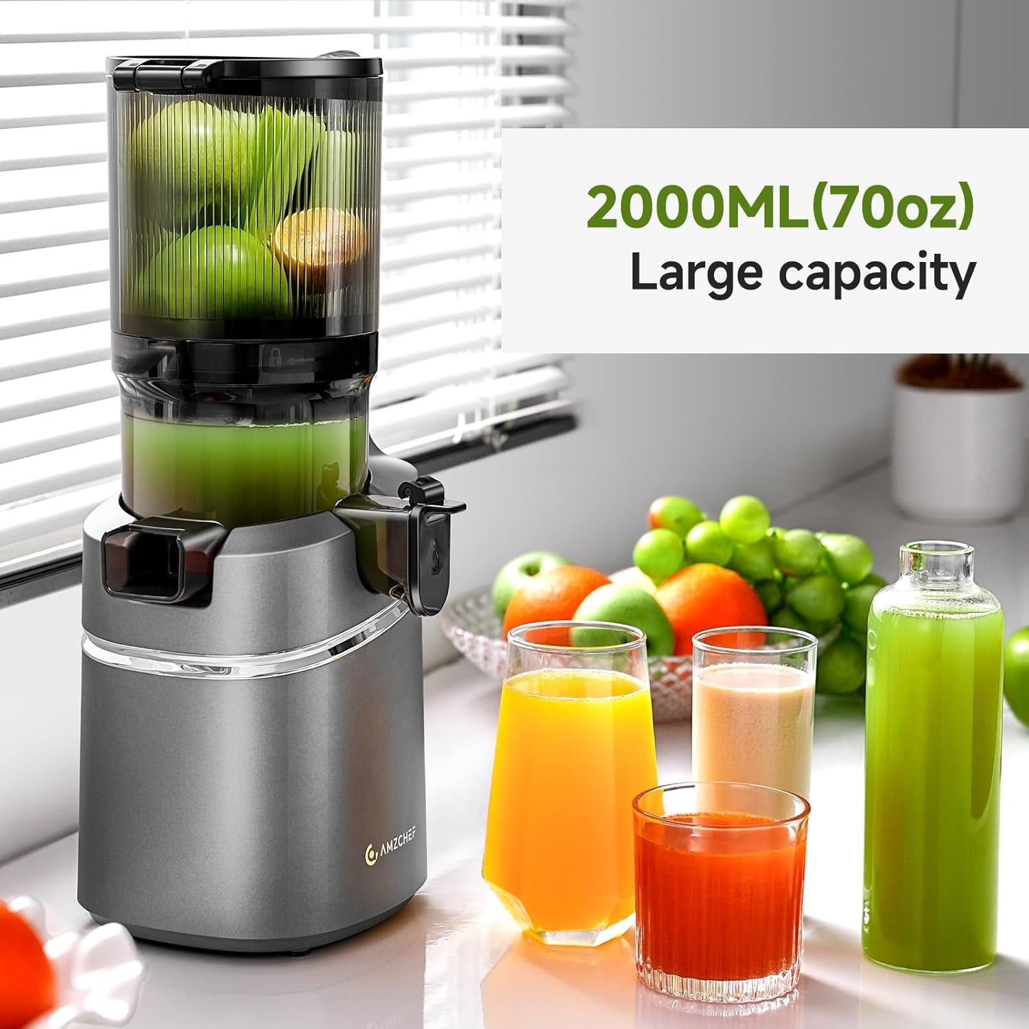 Cold Press Juicer 145mm Wide Feed Opening 250W Auto Feed Triple Filter