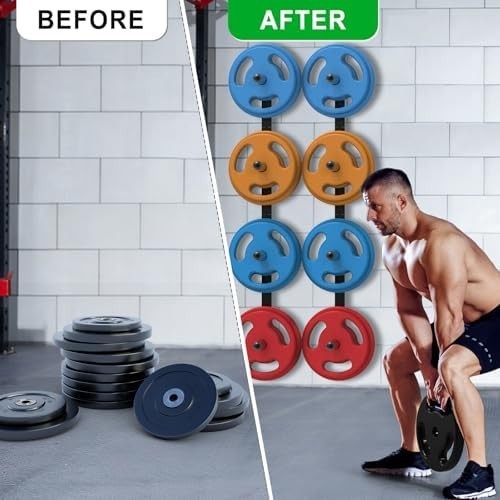 Black Wall-Mounted Weight Plate Storage Rack Organizer Home Gym 1000lb