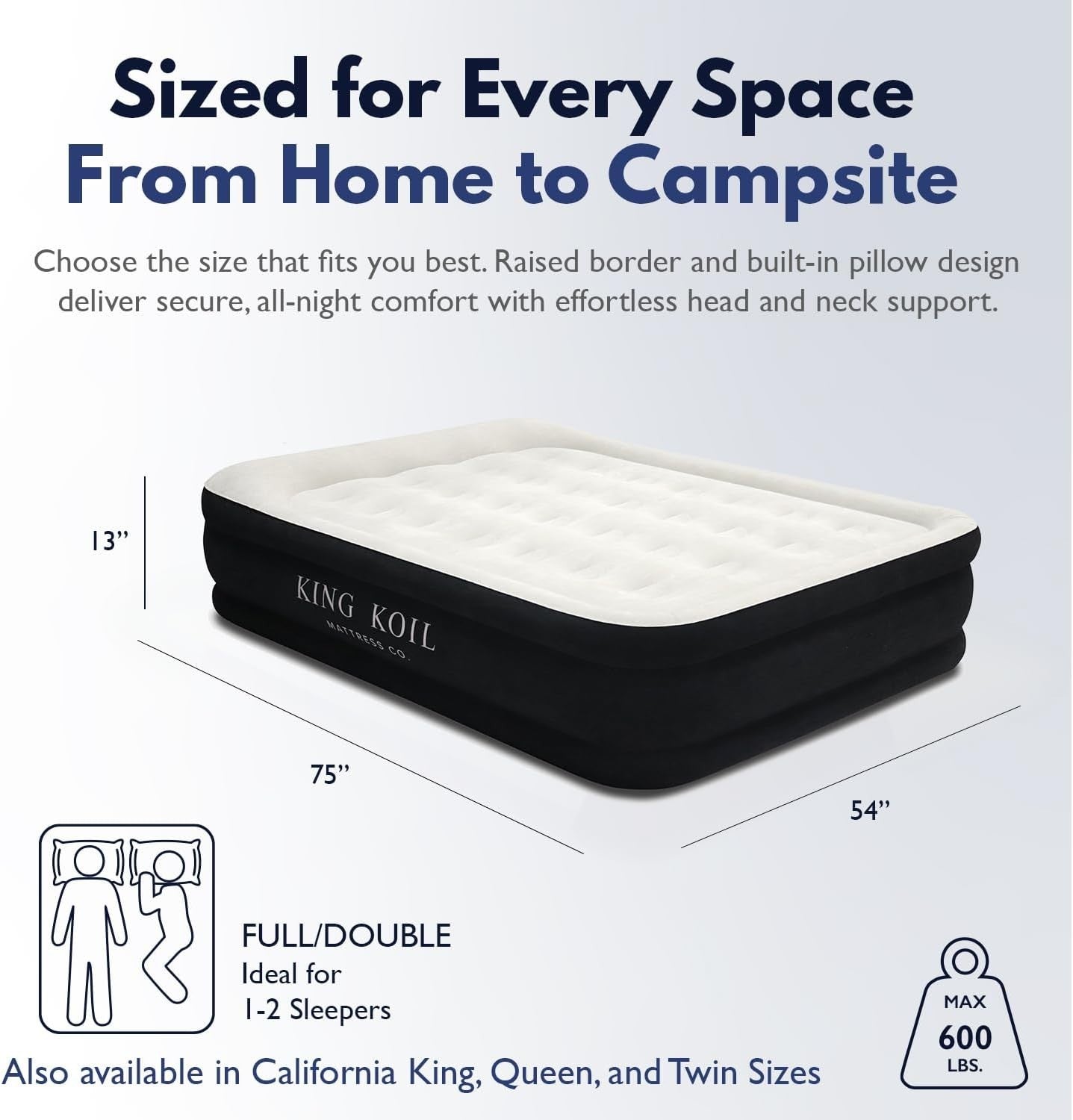 Full-Size Plush Air Mattress with Built-In Pump – Luxury Inflatable Bed