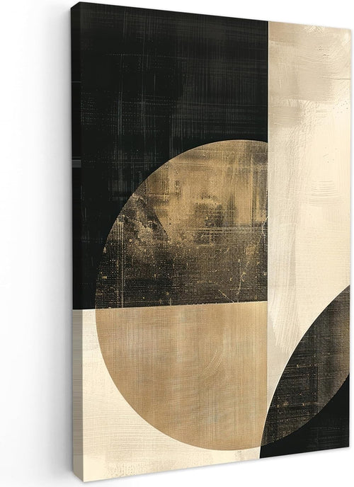 Abstract Geometric Canvas Wall Art 40x60cm Black Gold Modern Print