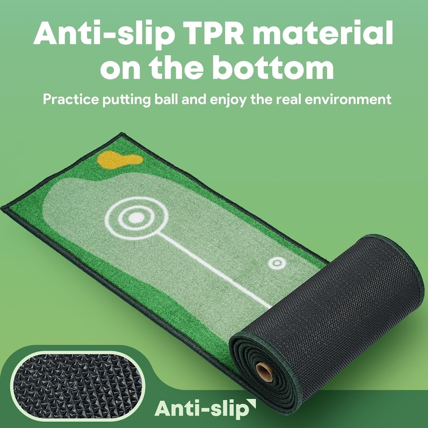 Golf Putting Mat Indoor Outdoor Practice Green 40in Anti Slip Training Aid