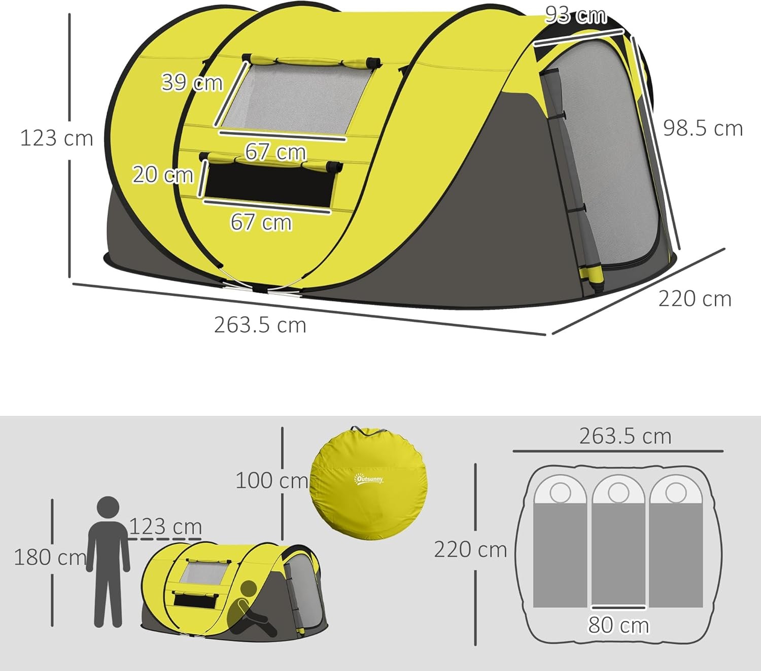 4 Person Pop Up Camping Tent Waterproof Family Festival Shelter