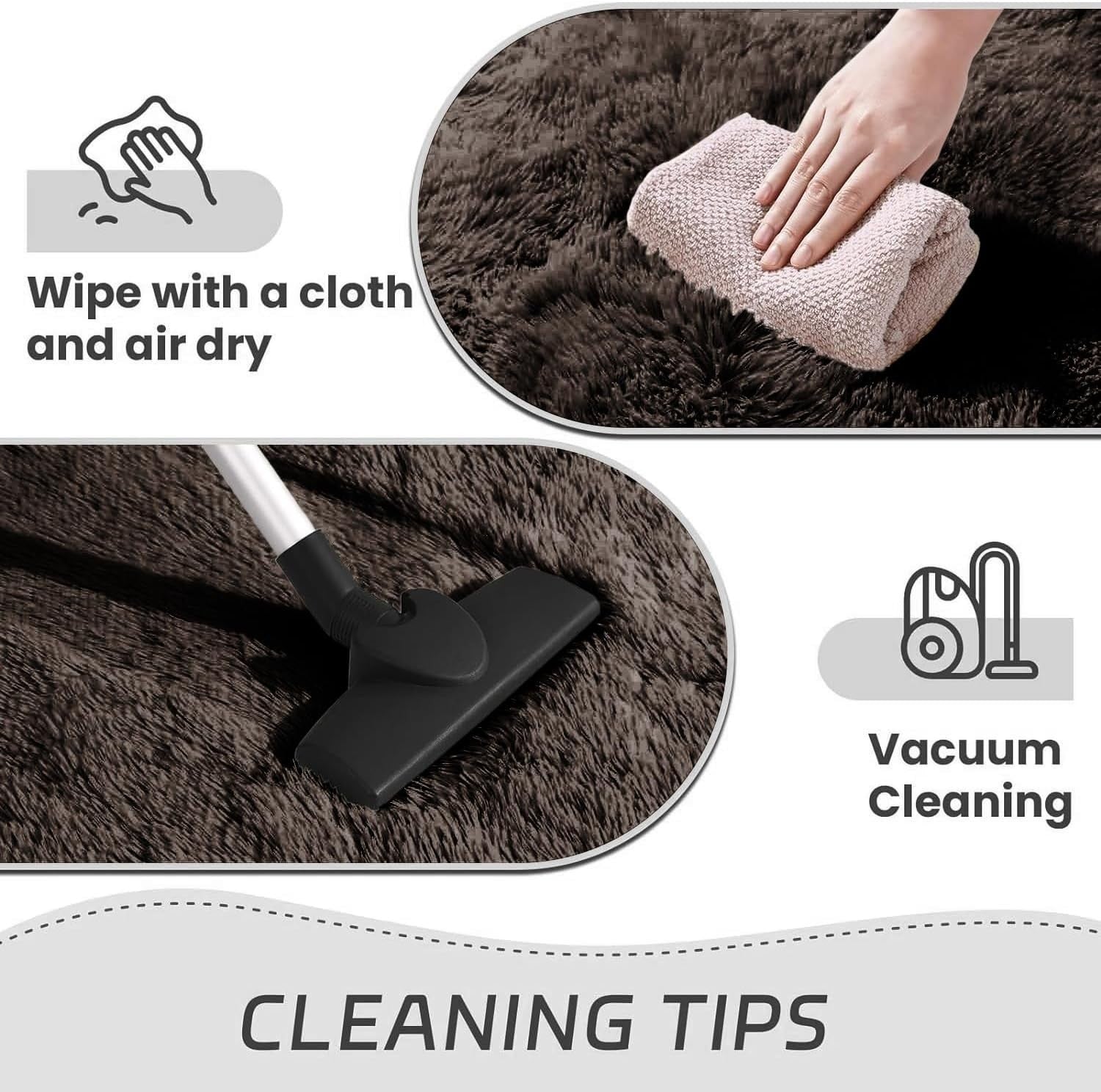 Round Shaggy Rugs Set 2pcs 120x120cm Brown Super Soft Non Slip Thick Pile