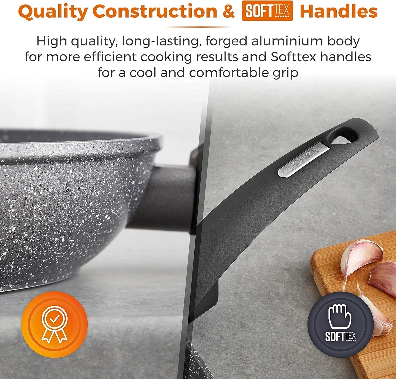 2pcs Graphite Non Stick Induction Frying Pan Set 20/28cm with Soft Grip Handles