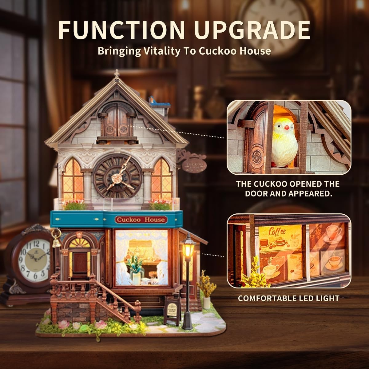 DIY Cuckoo House 3D Wooden Puzzle Music Light Miniature Model Kit