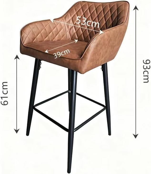 PU Leather Bar Stools with Armrest & Footrest – Brown L-Shape