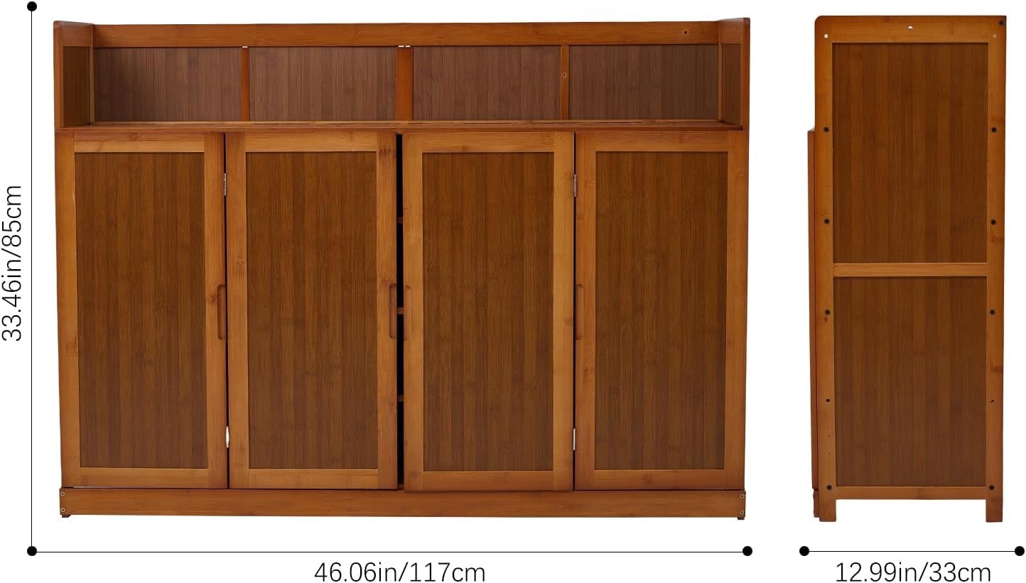 5-Tier Bamboo Shoe Cabinet with Pull-Down Doors, 117x33x85 cm Brown