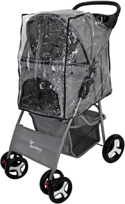 Pet Travel Stroller Dog Cat Pushchair Foldable Swivel 15kg + Rain Cover