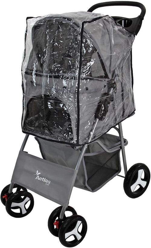 Pet Travel Stroller Dog Cat Pushchair Foldable Swivel 15kg + Rain Cover