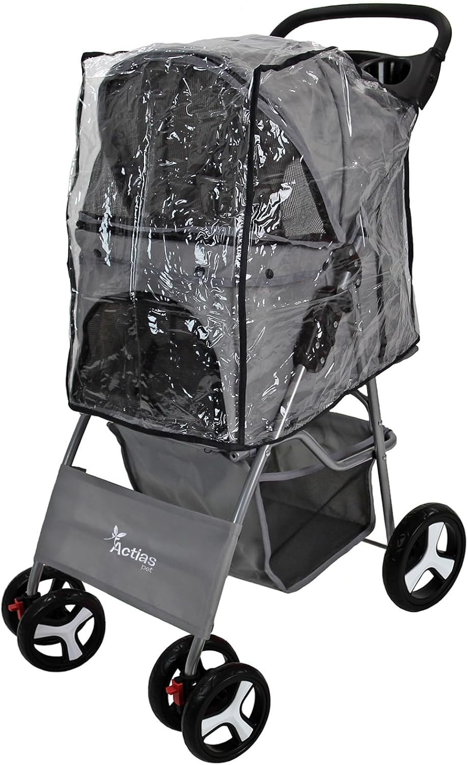 Pet Travel Stroller Dog Cat Pushchair Foldable Swivel 15kg + Rain Cover