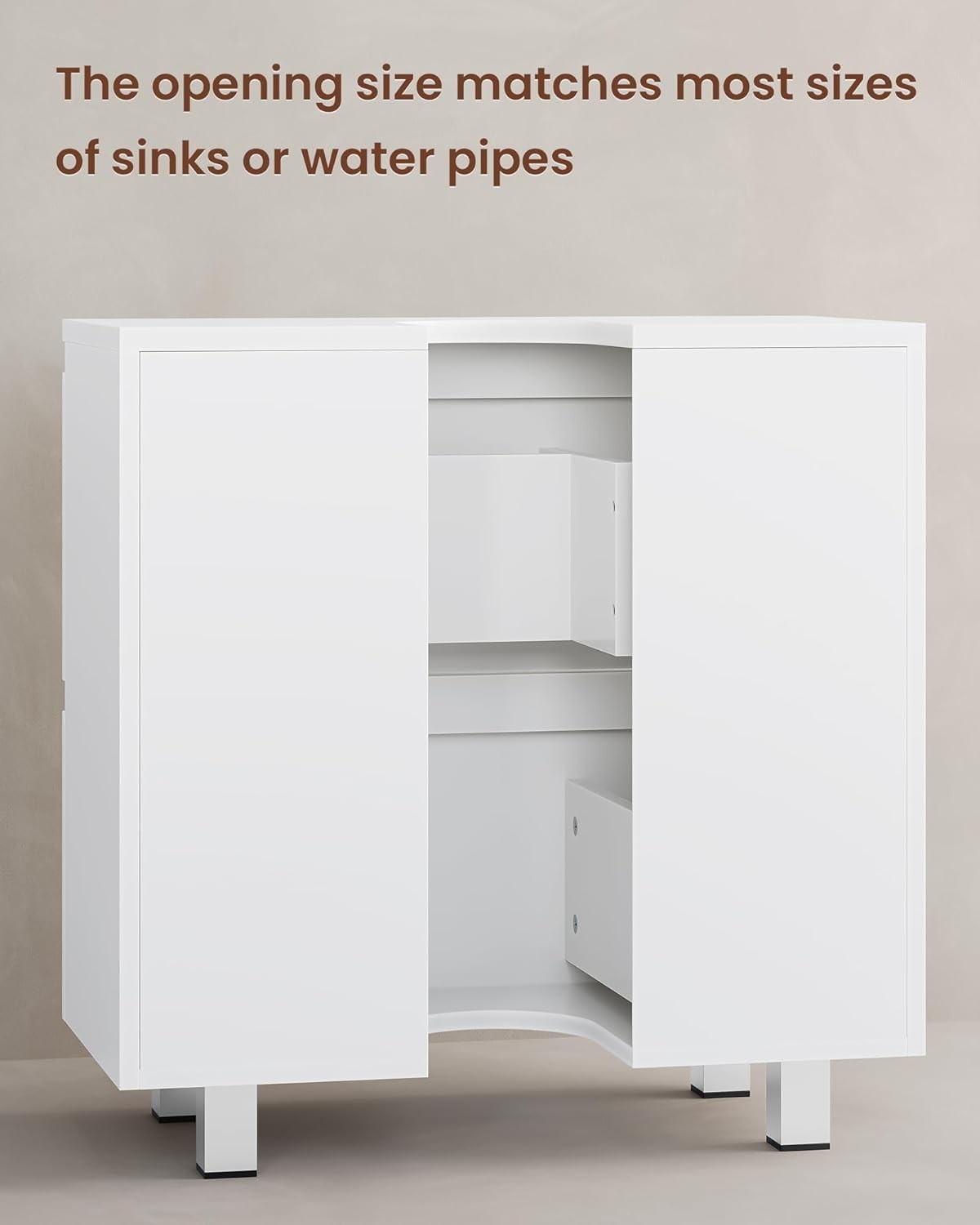 Under Sink Bathroom Cabinet White 60cm Storage Unit with 2 Drawers & Shelf