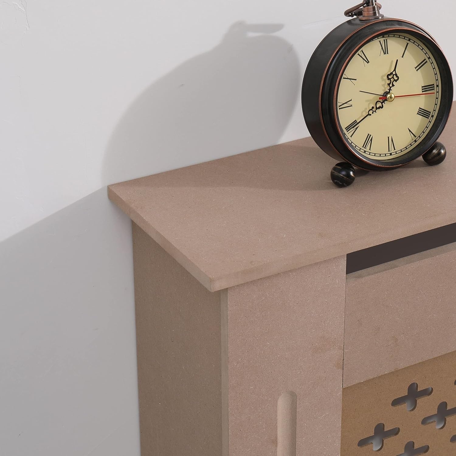 Small Unfinished Radiator Cover | Natural MDF Cabinet with Small Pattern Grill