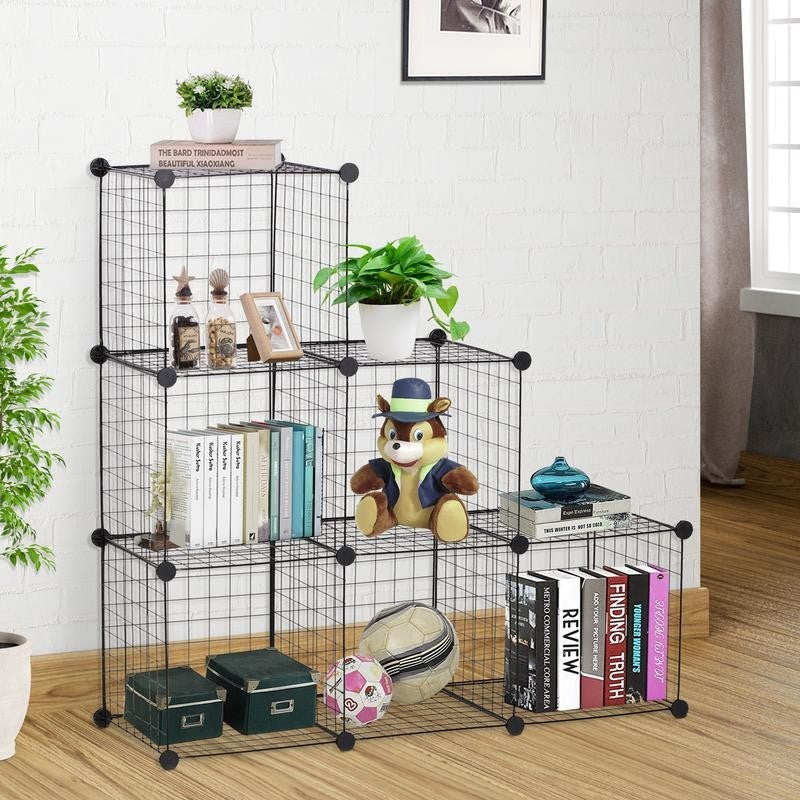 Modular 6-Cube Wire Storage Rack – Adjustable DIY Display Shelves