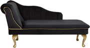 Velvet Tufted Chaise Lounge Sofa Black Left Hand Accent Chair 135cm