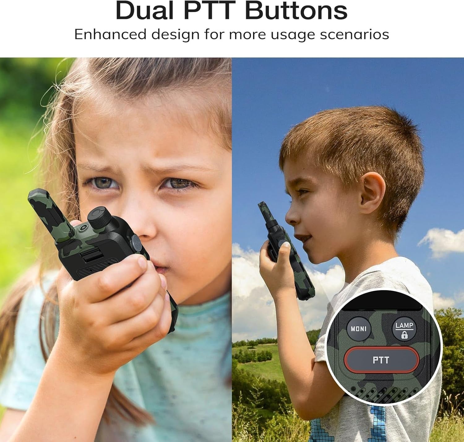 PMR446 Walkie Talkies 3 Pack Rechargeable 16CH Dual PTT Long Range