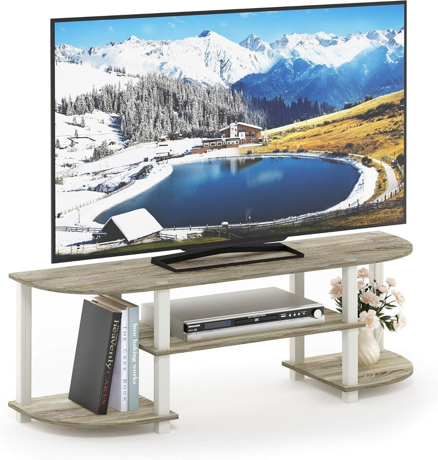 Wide TV Stand Unit for 55" TVs Oak White Media Console Storage Shelf