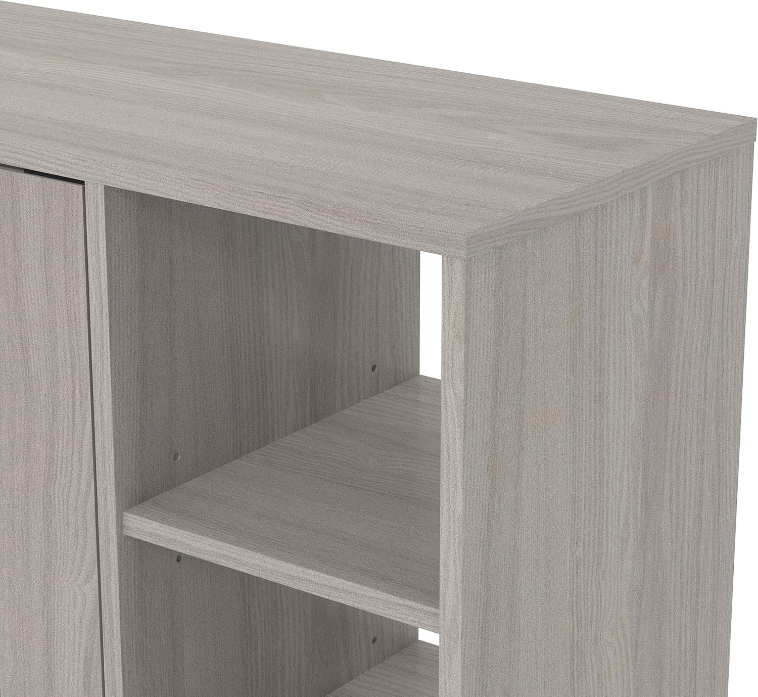 Warm Grey Oak 2-Door Shoe Cabinet 12-Pair Storage 79.6x35.3x64.6cm
