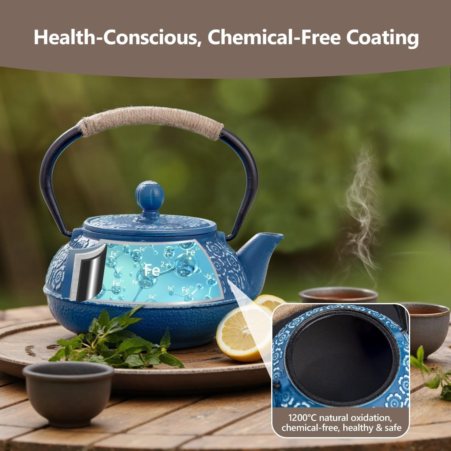 Japanese Cast Iron Tetsubin Tea Kettle 900ml Teapot Infuser Stovetop