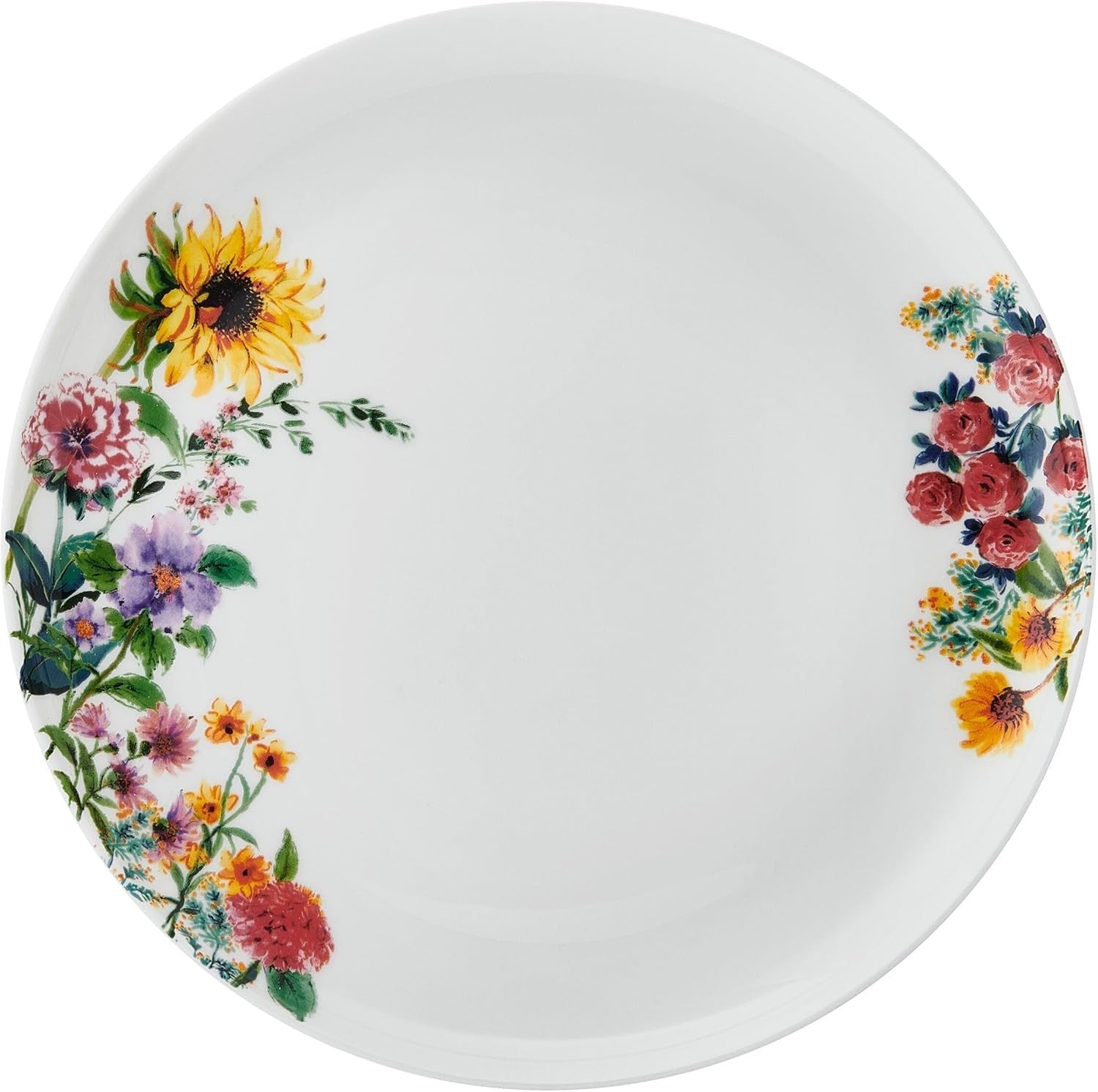 Floral Bone China Dinnerware Set 12 Piece Chip Resistant Plates