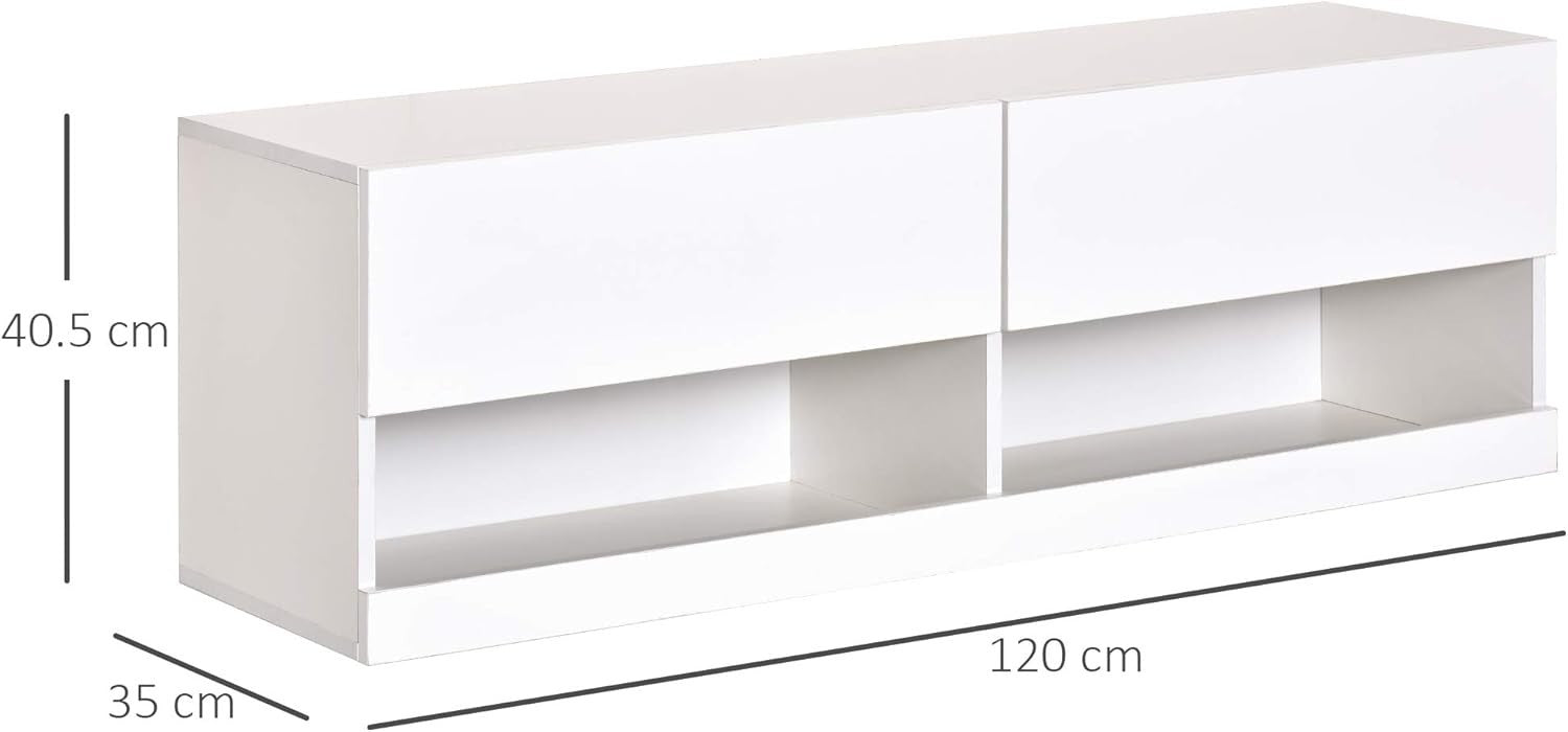 LED Floating TV Unit Wall Mounted Cabinet High Gloss for 42" TVs Storage