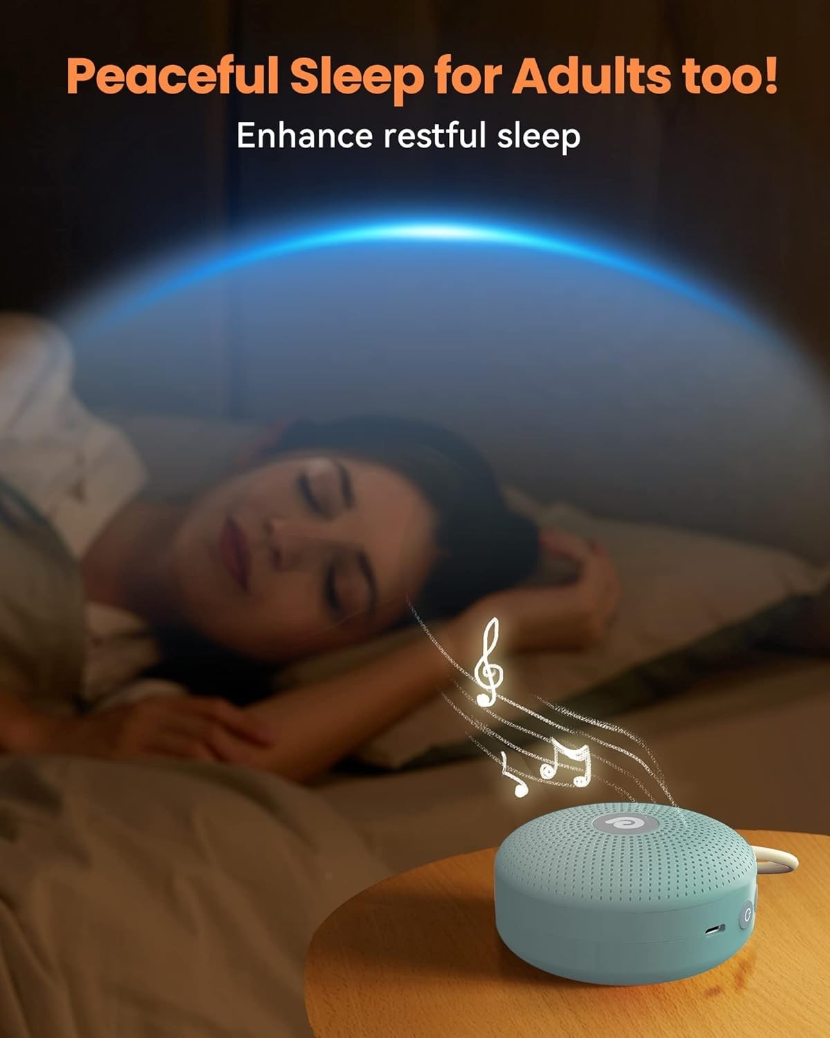 Portable Green Noise Machine Baby Sleep Aid Rechargeable 21 Sounds
