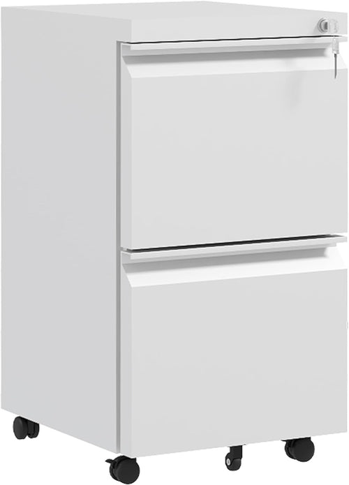 Steel 2 Drawer Lockable Filing Cabinet on Wheels for A4 Letter Legal Size