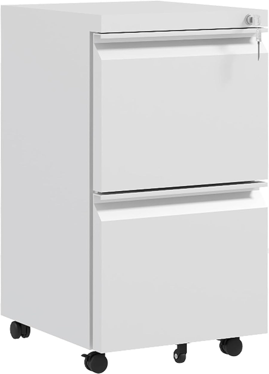 Steel 2 Drawer Lockable Filing Cabinet on Wheels for A4 Letter Legal Size
