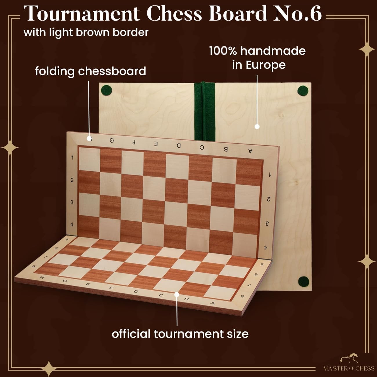 54cm Inlaid Folding Wooden Chess Board – Premium Sycamore Tournament Board