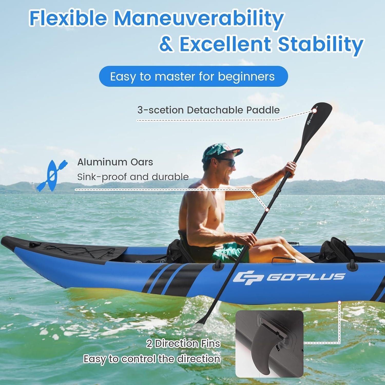 12.5FT Inflatable Kayak Set 2 Person Canoe w/ Oars Pump Seats