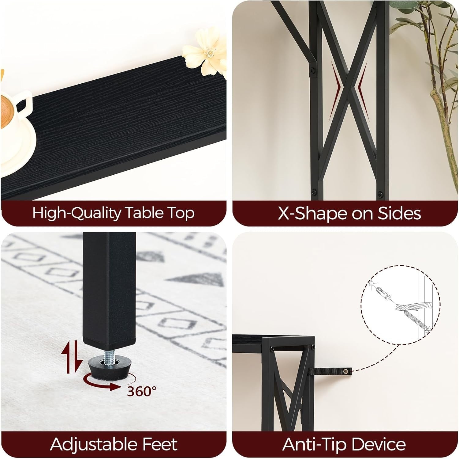 2x Slim Console Tables with USB Charging – 100cm Entryway or Sofa Table