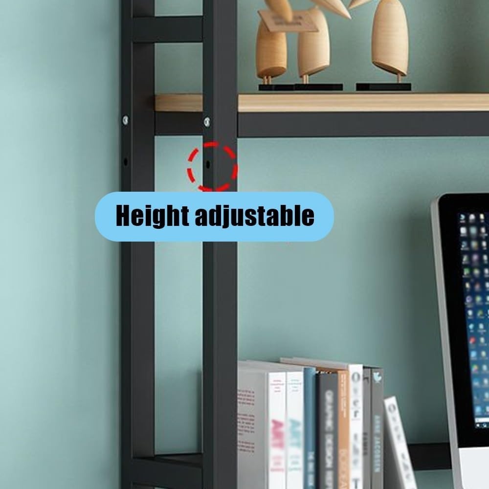 Black 2-Tier Desktop Shelf Organizer | Wide Desk Hutch Storage Rack 75×24×98cm