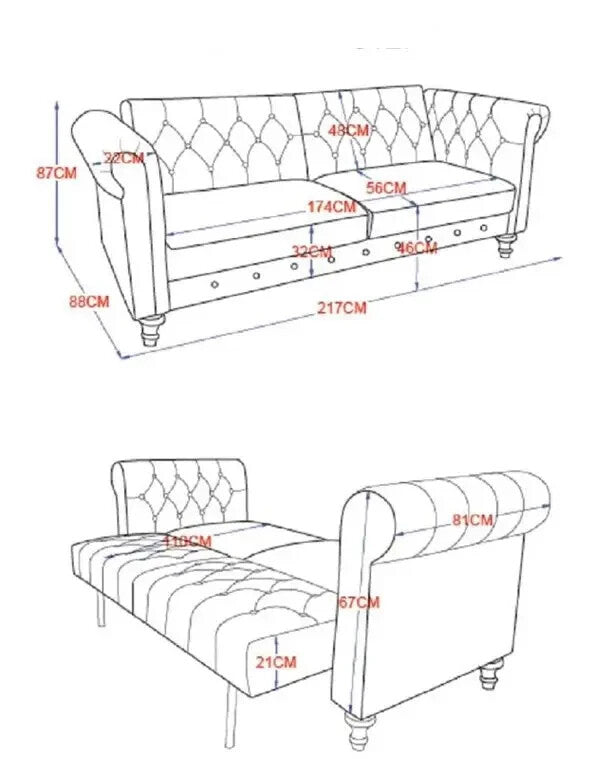 Dark Grey Velvet Chesterfield 3 Seater Sofa Bed Click Clack