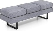 Modern 3 Seater Upholstered Bench Grey Metal Frame Waiting Room Chair Office