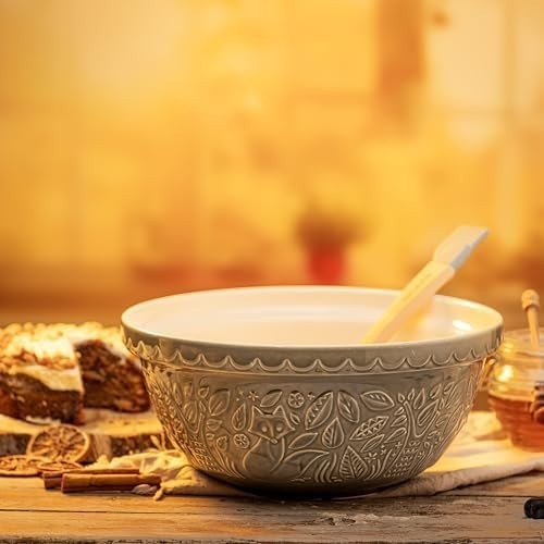 4.5L Grey Fox Mixing Bowl 29cm Ceramic Bread Cake Dough Pastry