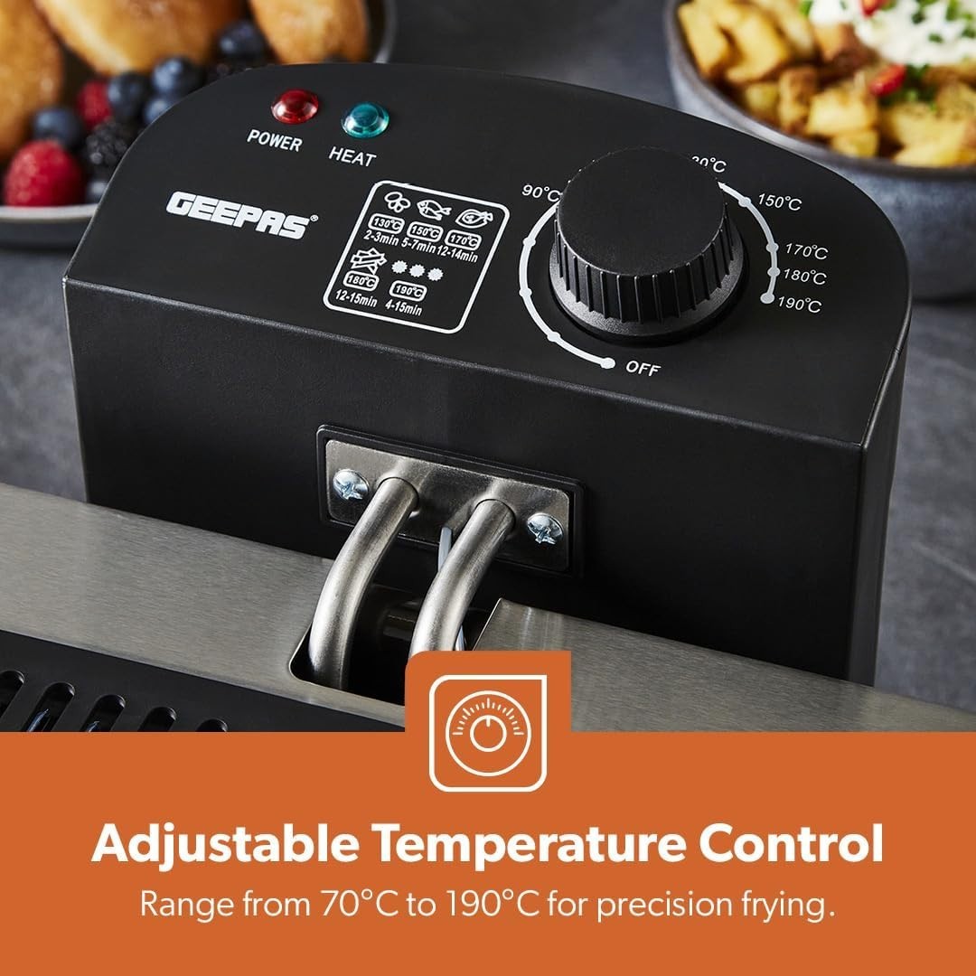 5L Deep Fat Fryer Triple Basket Electric Fryer 2000W Temp Control