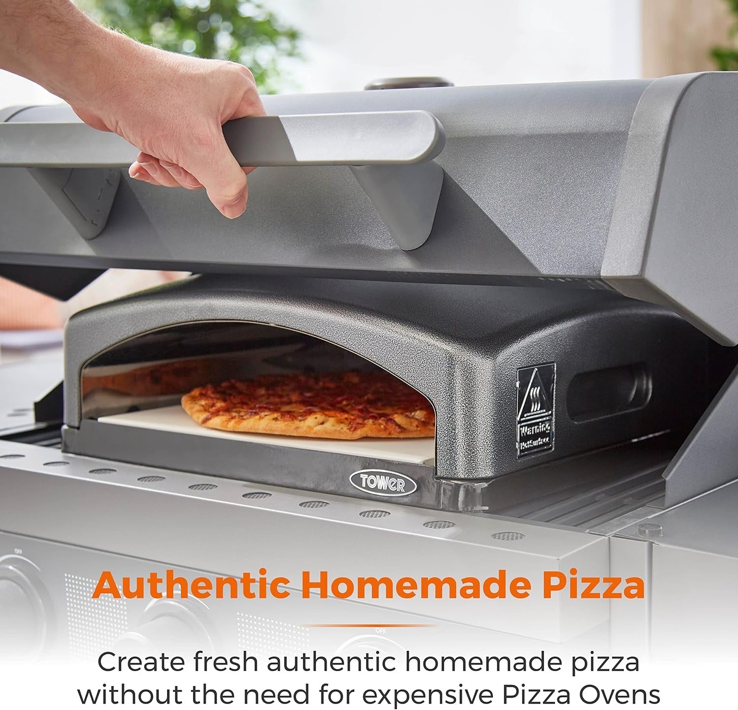 Outdoor Pizza Oven with Paddle & Bag | BBQ Grill Stone Pizza Maker 10" | Black