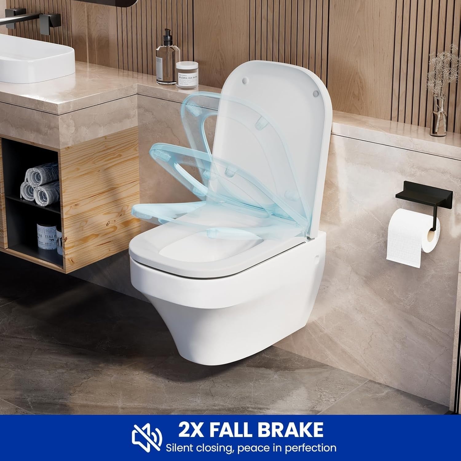 Luxury Square Soft Close Toilet Seat White Quick Release Heavy Duty 42.7x35cm