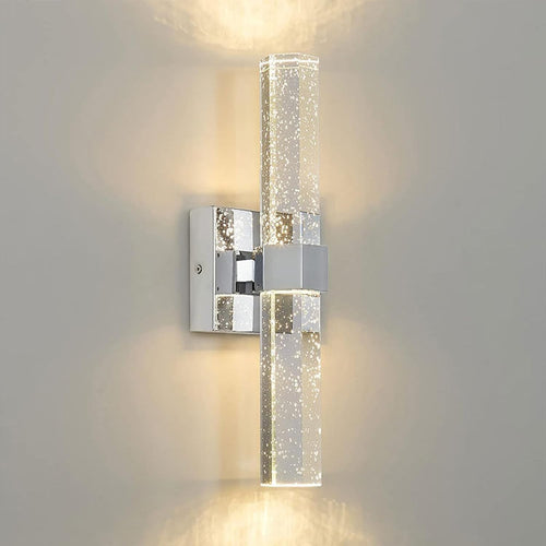 Crystal LED Wall Sconce Silver | Tri-Color Modern Light for Bedroom & Hall