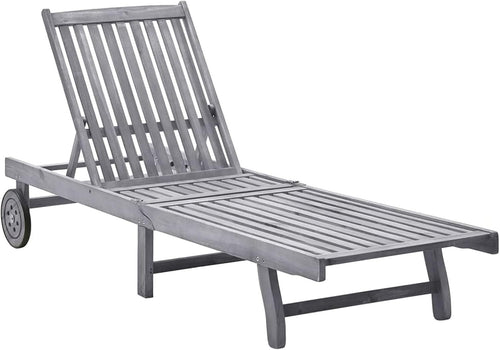 Adjustable Wooden Sun Lounger for Garden Patio | Solid Acacia Daybed