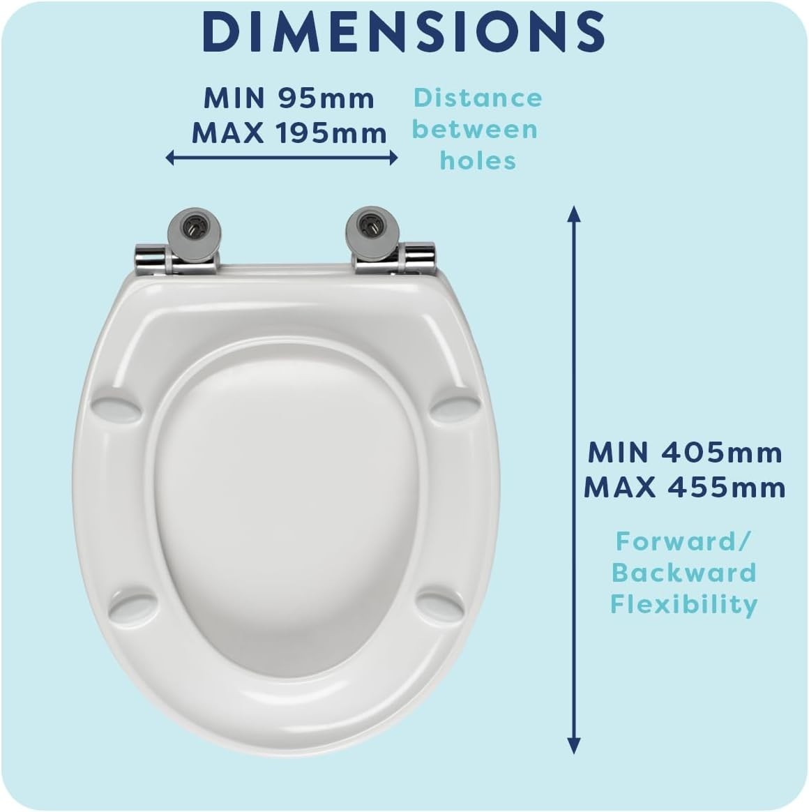 White Toilet Seat Quick Release Antibacterial Adjustable Hinges