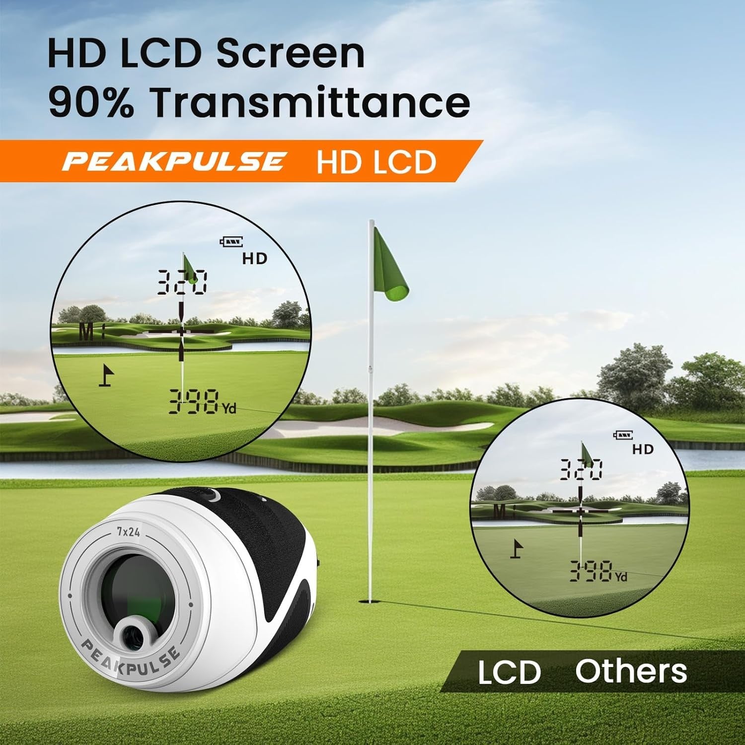 Golf Rangefinder 1200 Yards Slope Flag Lock Vibration HD LCD Rechargeable
