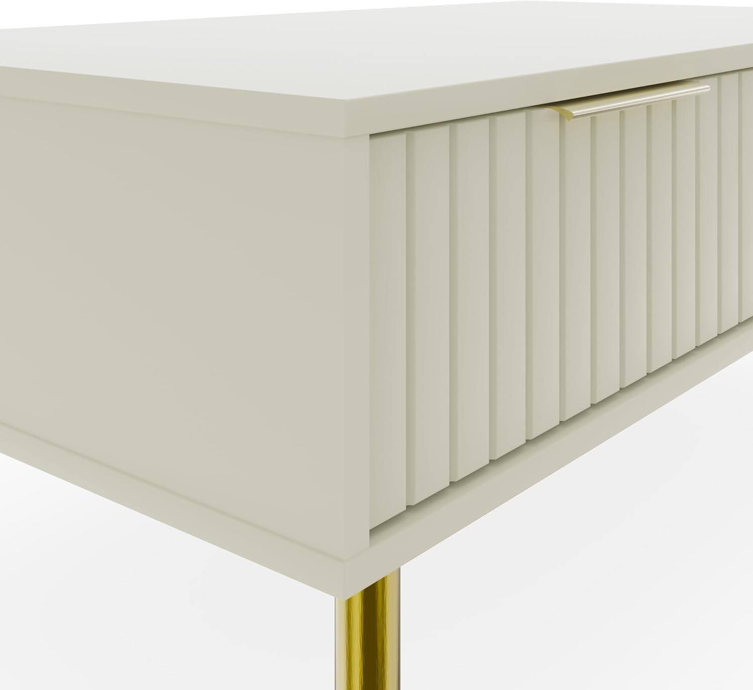 Ivory Modern Coffee Table with Metal Frame & Storage, 88CM Compact