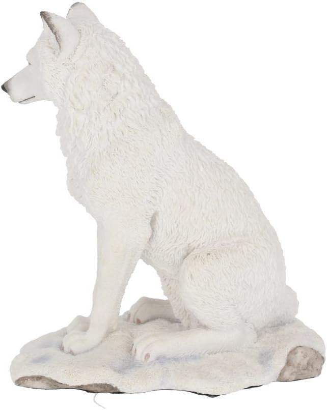White Wolf Figurine 24cm Resin Ornament Nordic Animal Statue Hand Painted Decor