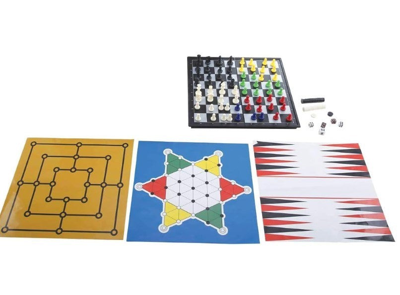 8-in-1 Board Game Set | Chess Backgammon Ludo Snakes & Ladders | Portable Family