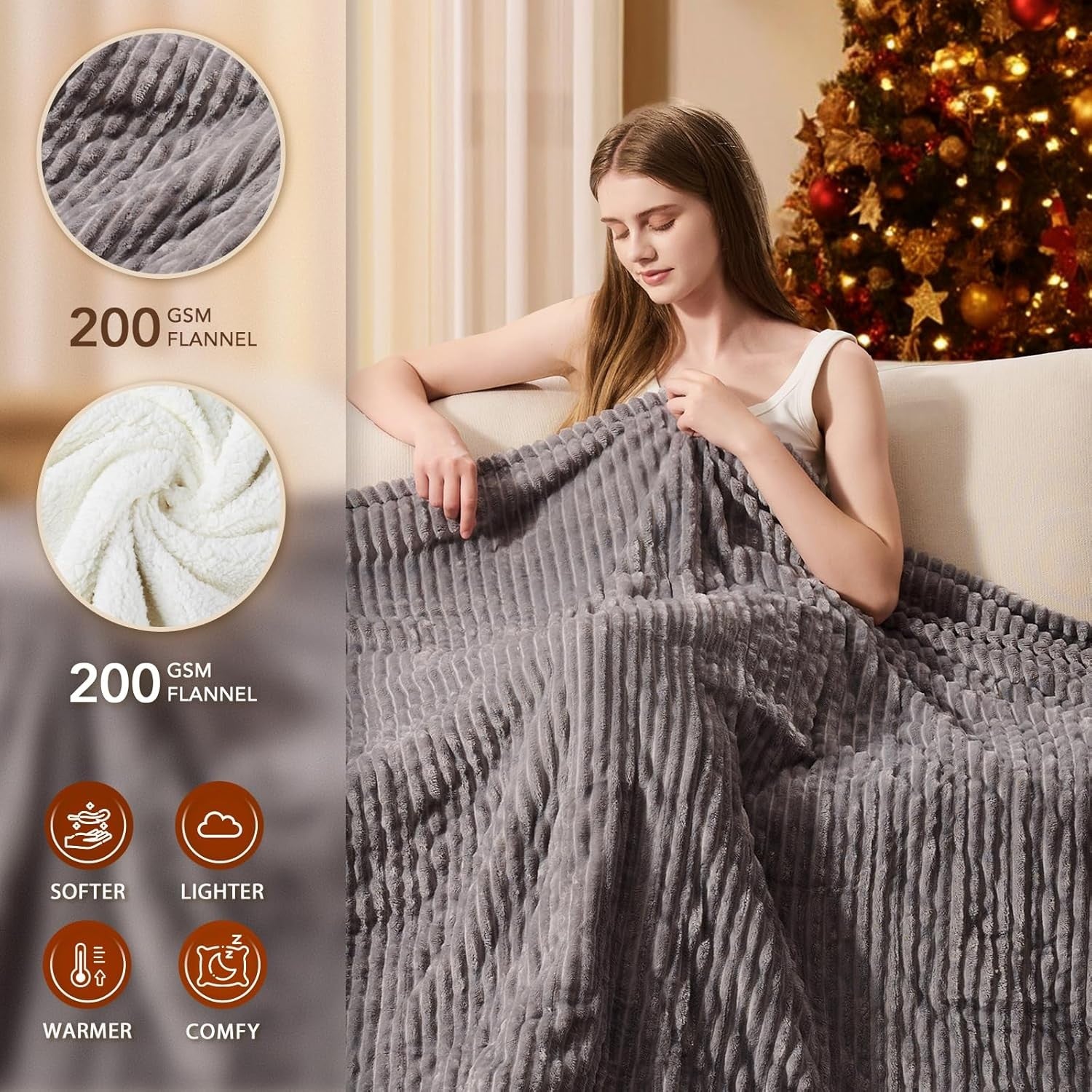 King Size Electric Heated Blanket 10 Heat Auto Off Dual Control Sherpa 101x90