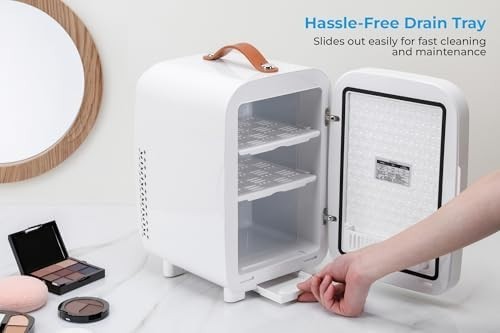Mini Fridge 10L Portable Cooler AC/DC Compact Quiet Chequer White