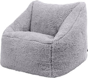 Grey Teddy Fleece Kids Bean Bag Chair – Soft Supportive Bedroom Seat