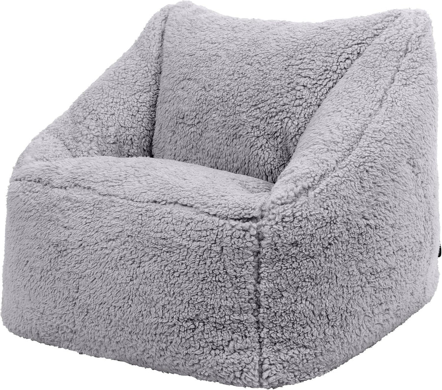 Grey Teddy Fleece Kids Bean Bag Chair – Soft Supportive Bedroom Seat
